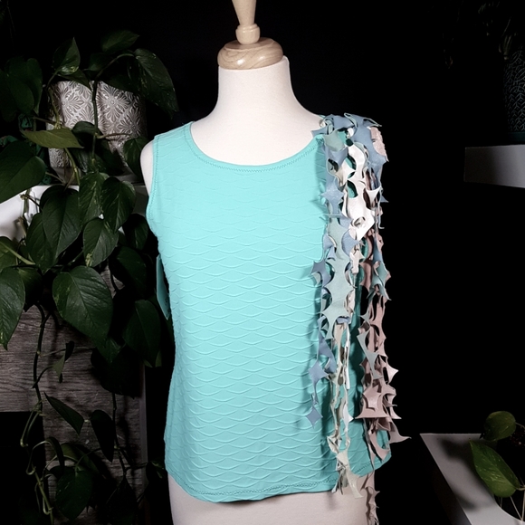 Made in Canada Unique tank top with leather shoulder piece - Picture 1 of 5